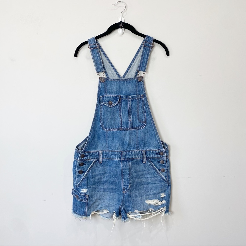American Eagle Tomgirl Shortall Overalls Distressed